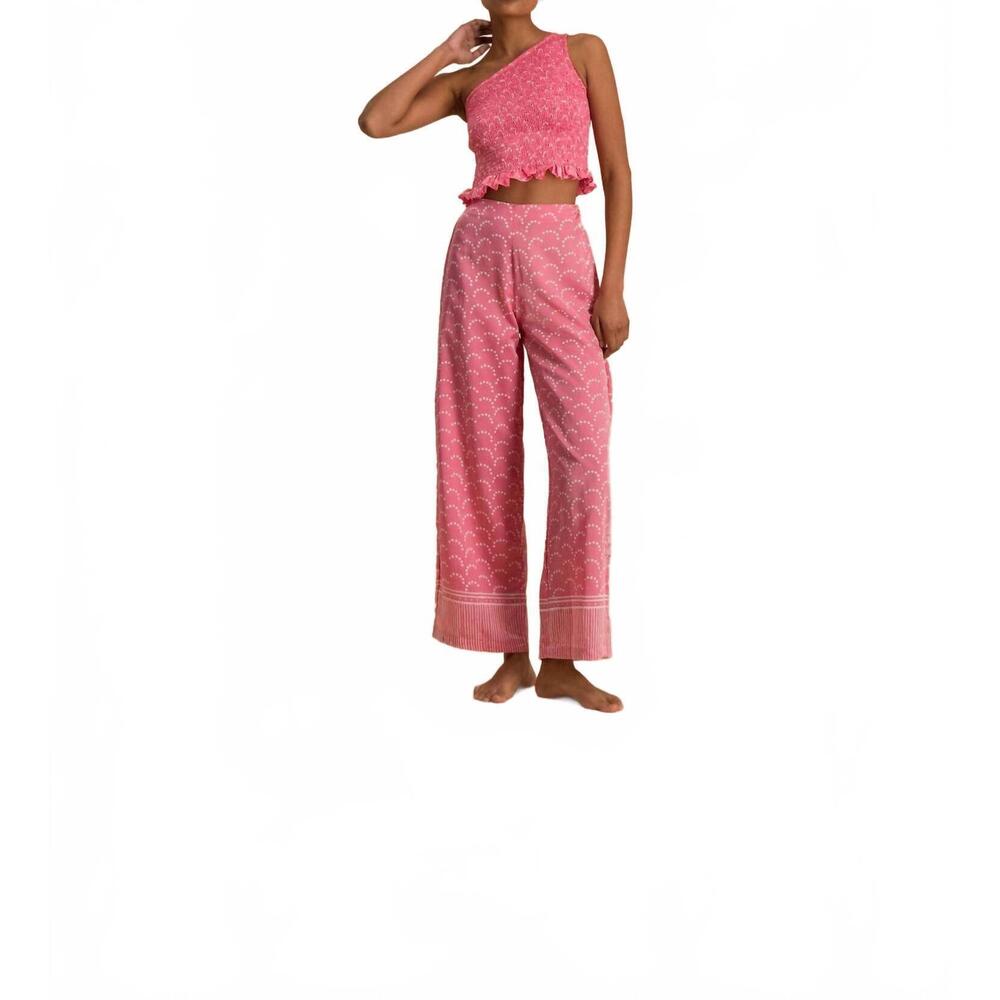 NEW CLOE CASSANDRO tara silk blend top in bubblegum dot